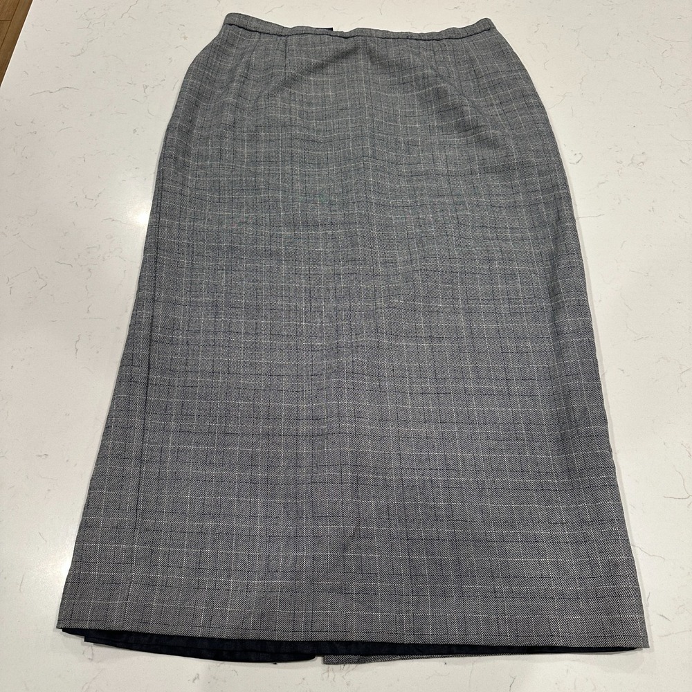 Vintage Pendleton Womens 16 Gray Plaid Wool Midi Skirt Made in USA High Waist